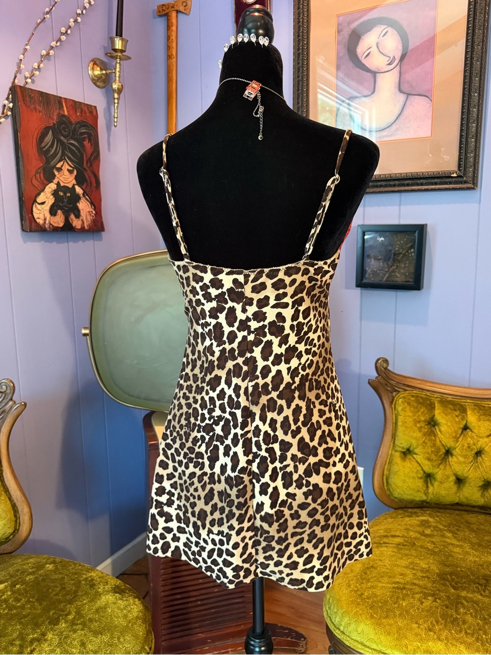 ❌SOLD🏷️Vintage Bisou Bisou Y2K Leopard Print Indie Sleaze Mob Wife Slip Dress - Picture 5 of 6
